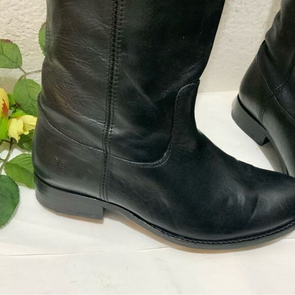 Frye Melissa Button Tall Leather Riding Boots Equestrian Boot Womens 6 Black - Picture 11 of 16